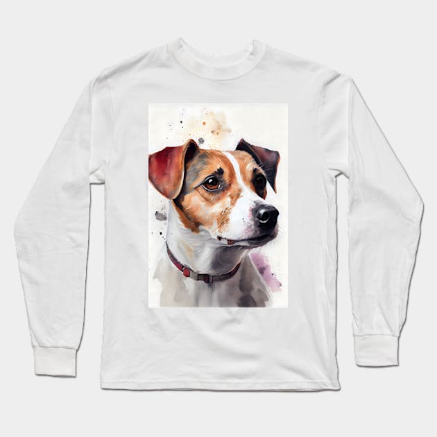 Watercolor portrait of a Jack Russelll Terrier Dog Long Sleeve T-Shirt by designs4days